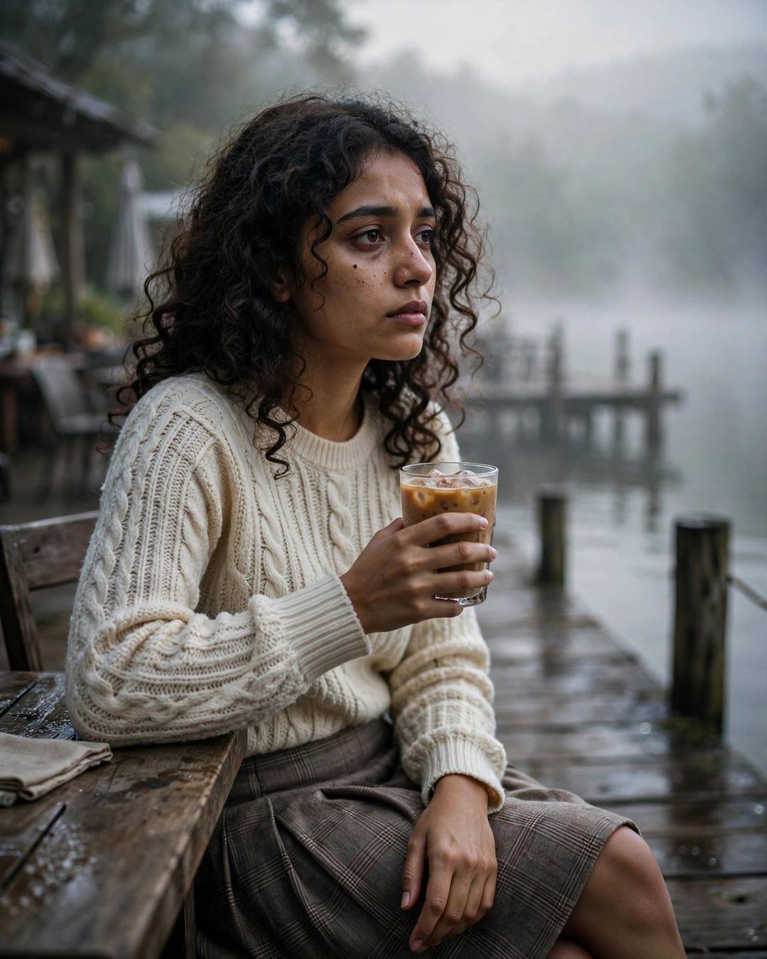 AI-generated cinematic portrait: Deleting a thousand photos, one trembling tap