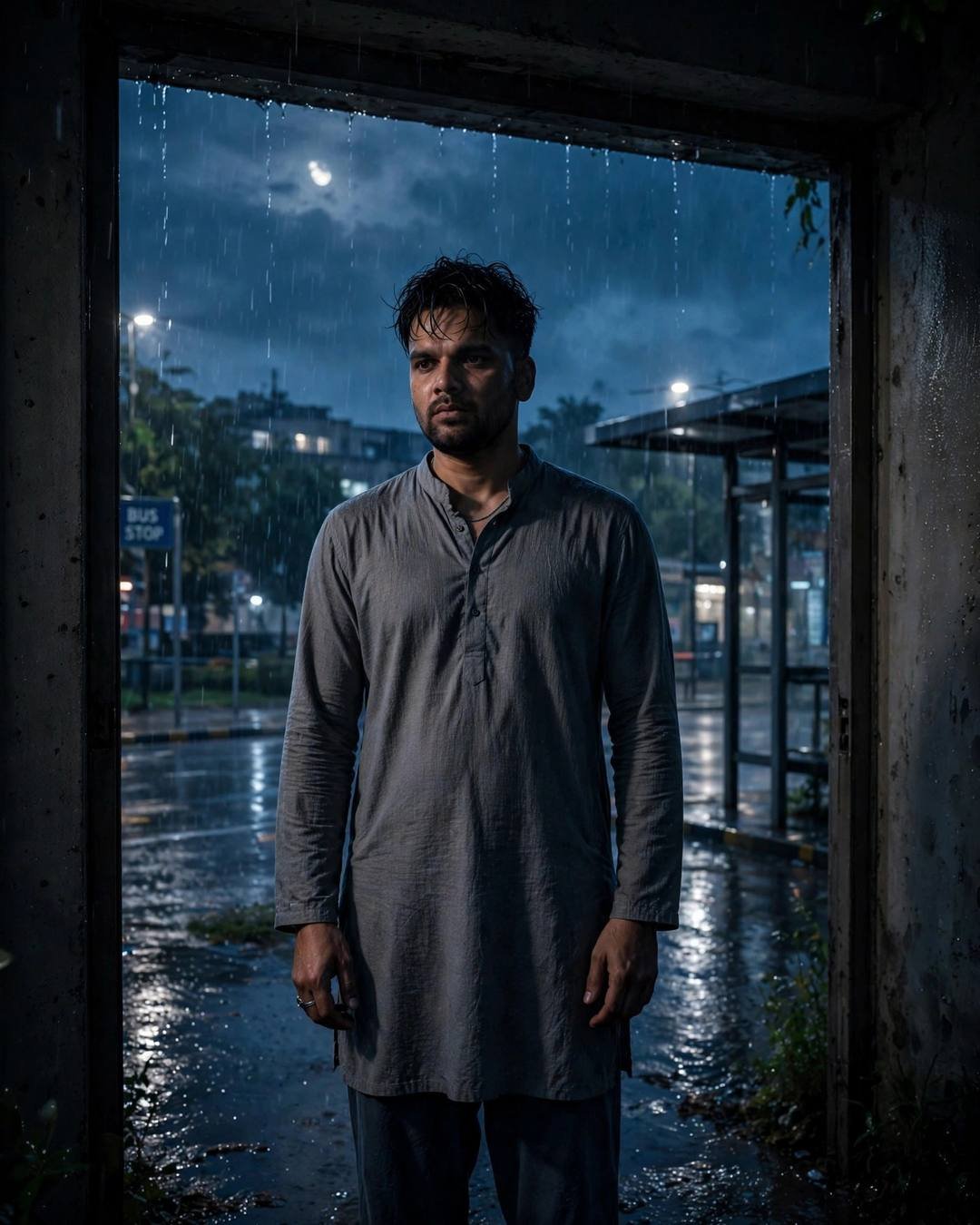 AI-generated cinematic portrait: Setting two cups of chai out of