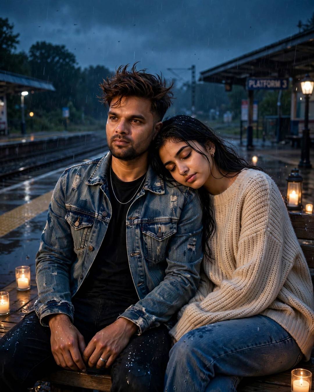 Writing their initials on a fogged car — AI-generated cinematic couple photo
