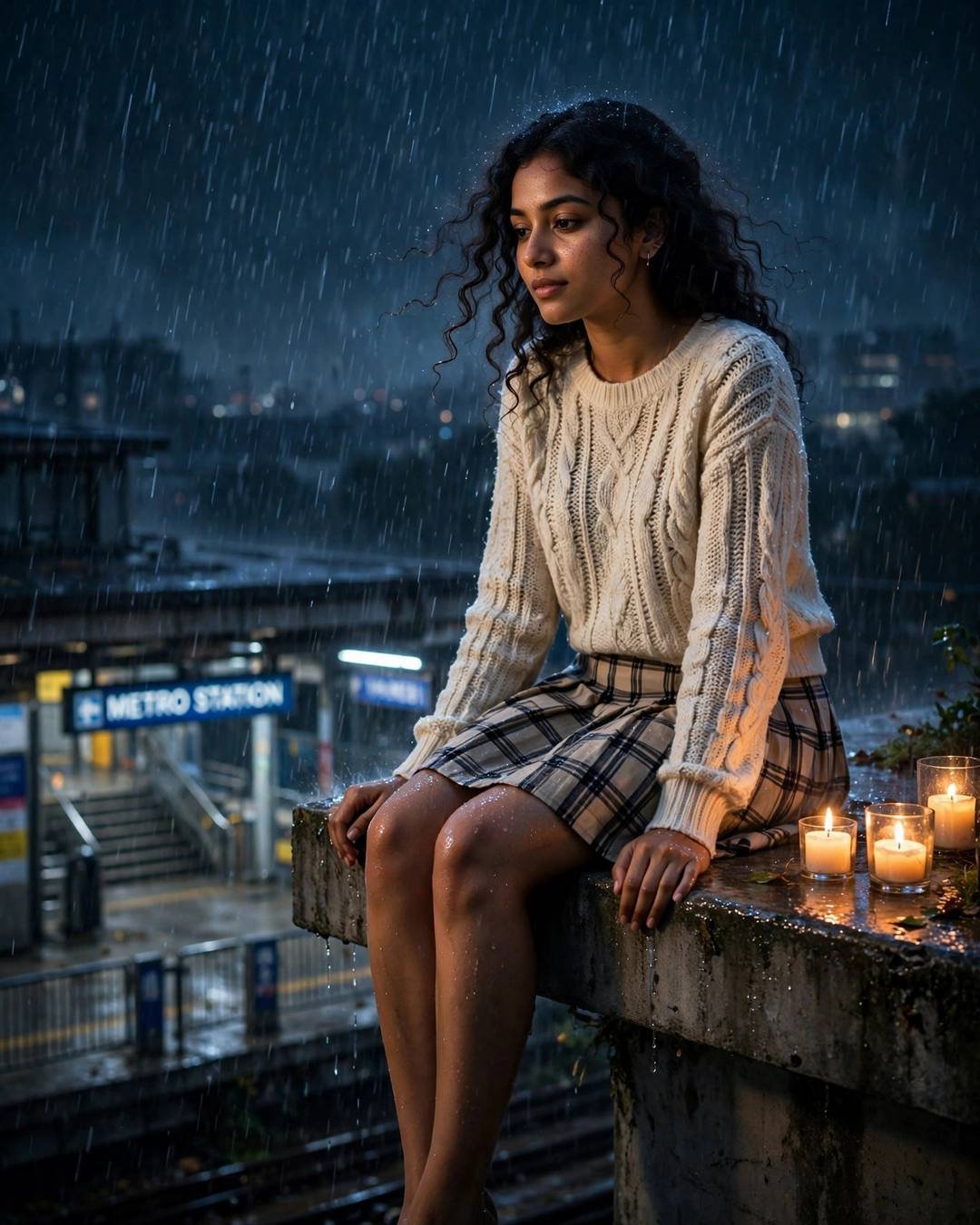 AI-generated cinematic portrait: A window seat saved through three refills