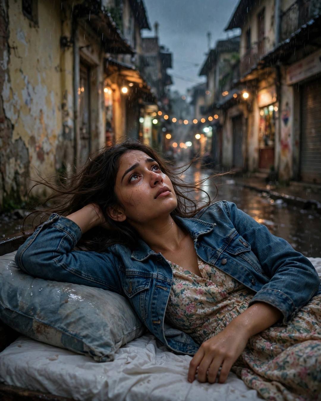 AI-generated cinematic portrait — overwhelmed at her own graduation, looking for, 4:5 photography