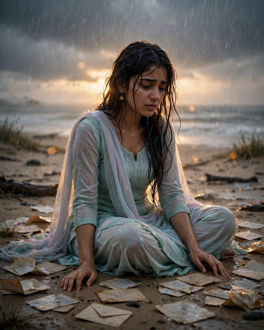 Overwhelmed at her own graduation, looking for — cinematic AI portrait, Emotional Girl mood