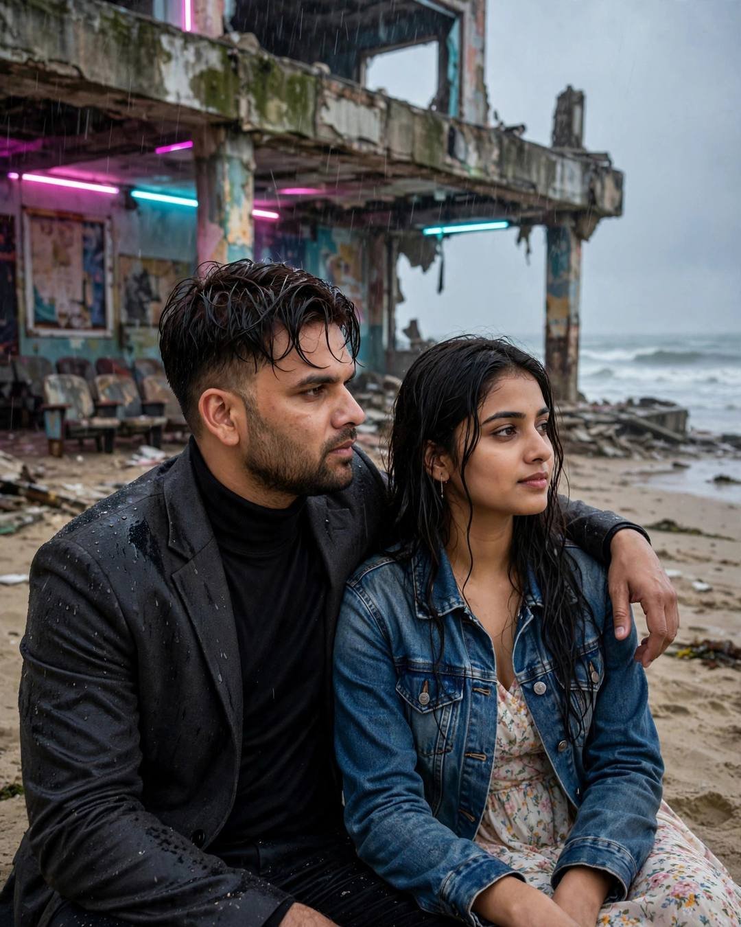 One final shared roadside chai, thin steam — cinematic AI portrait, last goodbye mood