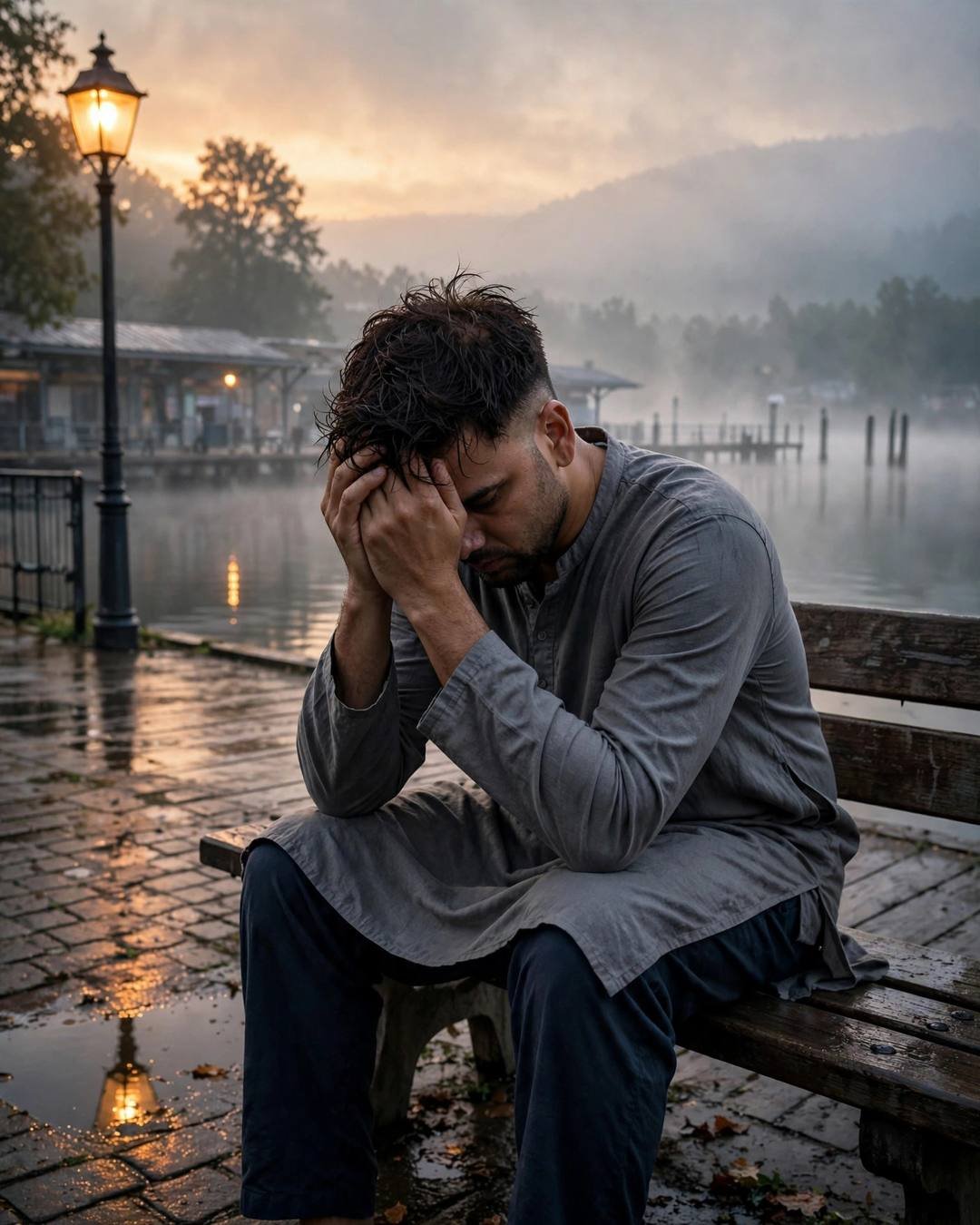 Passing their old favourite chaat stall, the — cinematic AI portrait, lost love mood