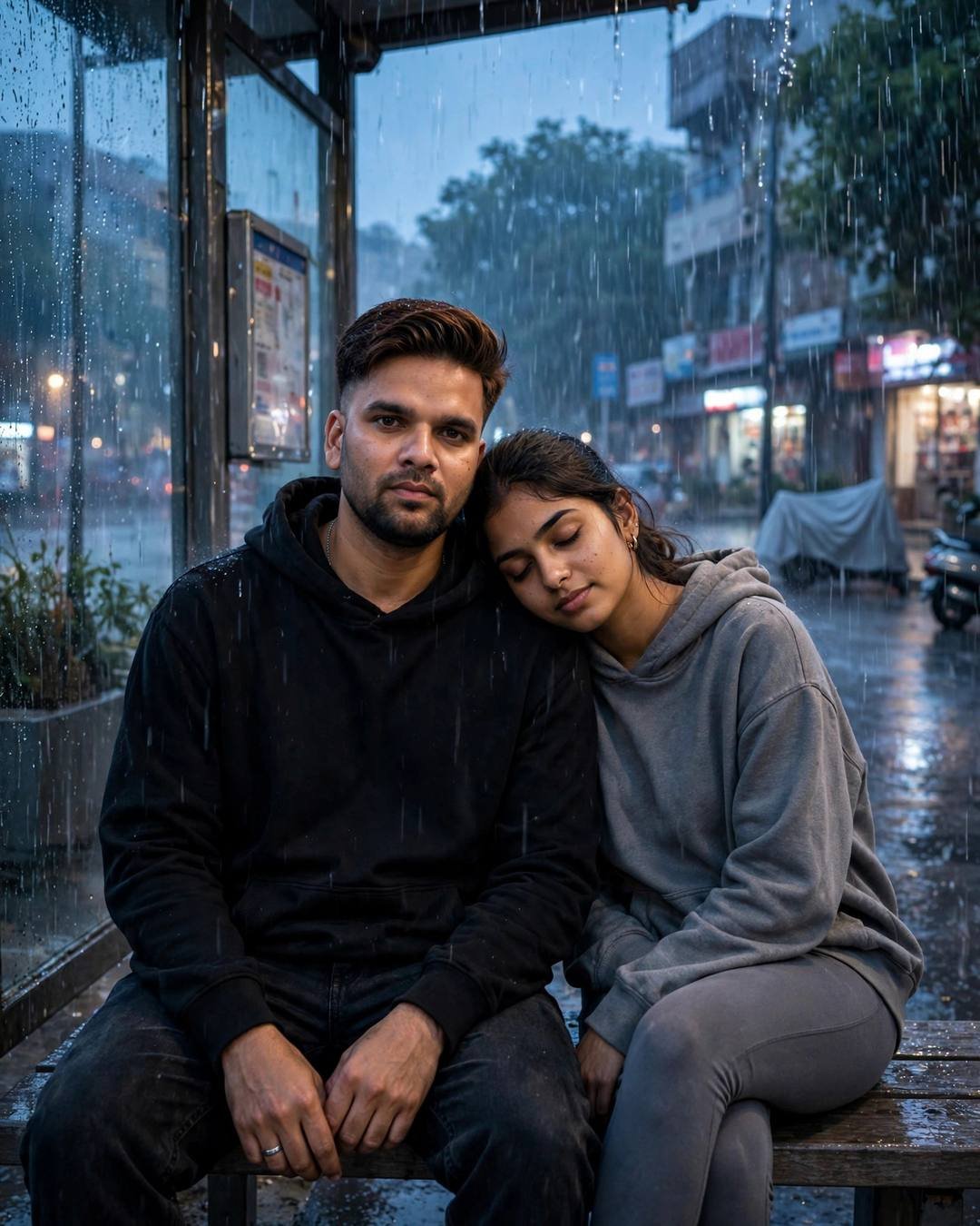 Laughing loudly over a spilled sugar packet, — AI-generated photorealistic portrait in the Café Couple mood