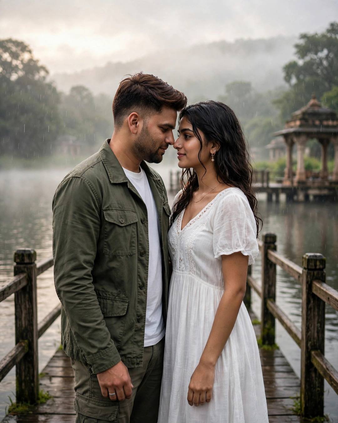 Pheras around the sacred fire at dawn — AI-generated photorealistic portrait in the Traditional Couple mood