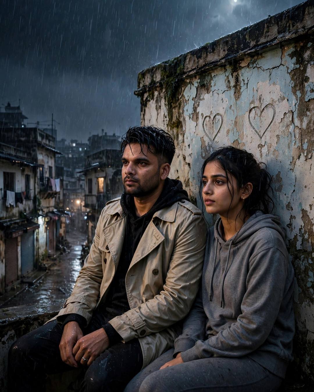 Holding hands tightly through rough turbulence on — AI cinematic portrait by PROMOLOOT