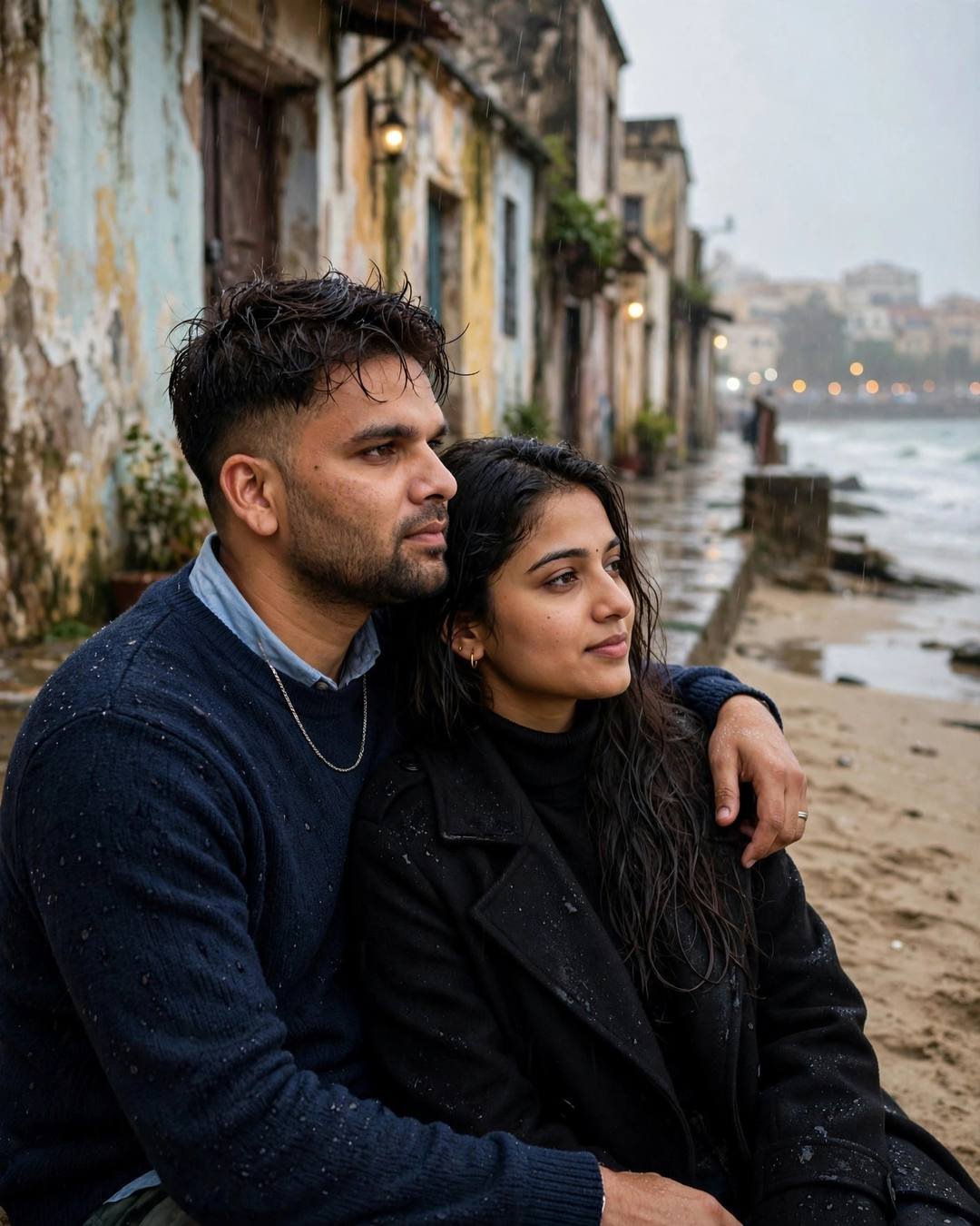 Feeding each other sweet meetha paan right — AI-generated cinematic mood photograph featuring a couple