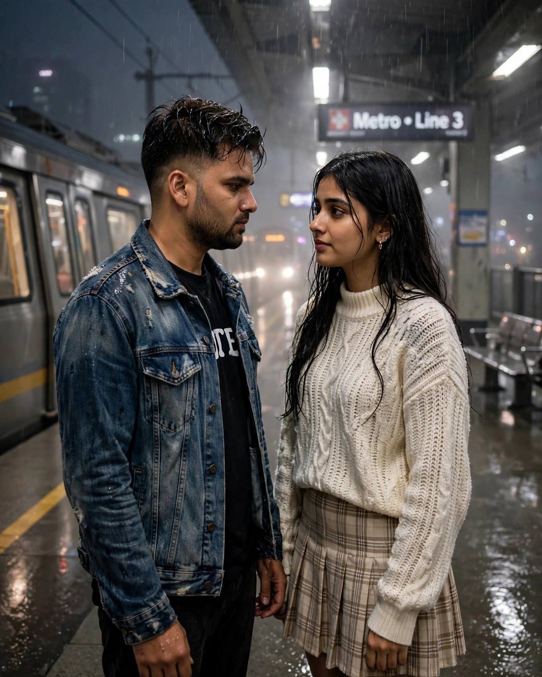 Across a small chessboard, her triumphant grin — Couple Looking at Each Other cinematic AI photograph